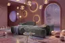 Ecksofa - Longchair links mit 2-Sitzer, Stoff, Steingrau
