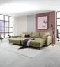 Ecksofa - Longchair links mit 3-Sitzer, Schlaffunktion, Stoff, Olive