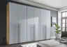 Drehtürenschrank Colorado - B ca. 307 cm, Glas, Hellgrau matt