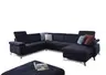 Wohnlandschaft - Ecke links mit 2-Sitzer und Longchair, Stoff, Dunkelblau