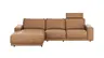 Ecksofa Balok - Longchair groß rechts mit 2,5-Sitzer, inkl. Relaxfunktion (motorisch) und Kopfstütze, Leder, Cognac