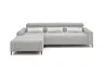 Ecksofa - Longchair links mit 2-Sizer, Sitztiefe verstellbar motorisch/Kopfteil verstellbar, Stoff, Silbergrau