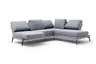 Ecksofa - 2-Sitzer mit Ecke rechts, Rückenlehne/Armlehne verstellbar (manuell), Drehsitz (manuell), Flachgewebe, Graublau