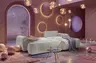 Ecksofa - 2-Sitzer mit Longchair rechts, Stoff, Silbergrau