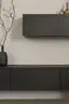 Wohnwand 3900 - inklusive Kamin und TV-Halterung, Lack, Schiefergrau