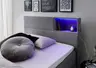 Boxspringbett - Liegefläche ca. 140x200 cm, inkl. Beleuchtung, Ablage und USB-Anschluss, Stoff, Hellgrau