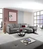 Ecksofa - 3-Sitzer mit Longchair rechts, Schlaffunktion, Stoff, Grau
