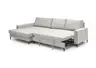 Ecksofa - Longchair links mit 3-Sitzer, Schlaffunktion, Stoff, Creme
