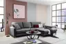 Ecksofa - 3-Sitzer mit Longchair rechts, Stoff, Anthrazit