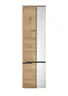 Hochschrank- B ca. 50 cm, Dunkelgrau, Eiche Dekor, Spiegel