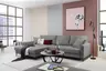 Ecksofa - Longchair links mit 3-Sitzer, Stoff, Grau