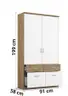 Drehtürenschrank ROYAN- B ca. 91 cm, Eiche Dekor, Weiß