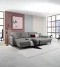 Ecksofa - 3-Sitzer mit Longchair rechts, Schlaffunktion, Stoff, Grau
