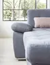 Wohnlandschaft - Longchair links, 3-Sitzer, Ecke rechts inkl. Kopfteilverstellung, Armteilverstellung in Flachgewebe blaugrau