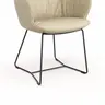 Armlehnstuhl Pegara - Leder, Beige, Kufe