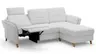 Ecksofa Vayra - 2,5-Sitzer mit Longchair rechts, inkl. Relaxfunktion (motorisch) und Kopfstütze verstellbar (manuell), Stoff, Offwhite