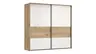 Schwebetürenschrank Viana - B ca. 218 cm, Furnier, Balkeneiche, Weiß