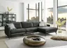 Ecksofa -3-Sitzer mit Longchair rechts, Kopfteil verstellbar, Leder, Anthrazit