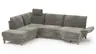 Sofa Stamford - inkl. Armlehne verstellbar und Kopfstütze, Ecksofa 2-sitzig und Abschlusshocker links mit 3,5-Sitzer, Bogen rechts, Stoff, Anthrazit