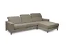 Ecksofa - CALM FLEX 2.0, 3-Sitzer mit Longchari rechts, Kopfteil verstellbar, Stoff, Braun