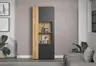 Vitrine - B ca. 80 cm, Anthrazit, Eiche Coast Evoke Nachbildung