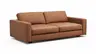 Sofa Aprino 2 - 3,5-Sitzer L, Dickleder, Cognac, Armlehne Block schmal