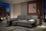 Ecksofa - Longchair links mit 3-Sitzer, Schlaffunktion, Stoff, Grau