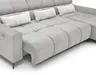 Ecksofa - 2-Sitzer mit Longchair rechts, Sitztiefe verstellbar motorisch/Kopfteil verstellbar, Stoff, Silbergrau