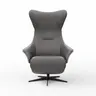 Relaxsessel Follina - Relaxfunktion (motorisch), Leder, Stoff, Grau
