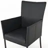 Armlehnstuhl Penthouse - Leder, Schwarz, 4 Fuß, Metall, Schwarz