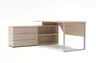 Winkelschreibtisch - LB ca. 180x160 cm, Riva Eiche Nachbildung, Kaschmir, Silberfarben