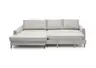 Ecksofa - Longchair links mit 3-Sitzer, Schlaffunktion, Stoff, Creme