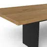 Esstisch 3110 - LB ca. 220x100 cm, ausziehbar,  Asteiche massiv, Geölt, Wange Rohstahl, Schwarz