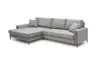 Ecksofa - Longchair links mit 3-Sitzer, Stoff, Eisengrau