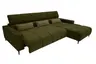 Ecksofa - 2-Sitzer mit Longchair rechts, Sitztiefe verstellbar motorisch/Kopfteil verstellbar, Stoff, Dunkelgrün
