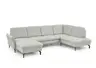 Wohnlandschaft - Longchair links mit 2,5-Sitzer und Ecke rechts, Leder, Silbergrau