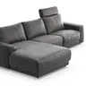 Ecksofa Balok - Longchair groß links mit 2,5-Sitzer, inkl. Relaxfunktion (motorisch) und Kopfstütze, Stoff, Anthrazit