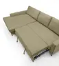Ecksofa - Longchair links mit 3-Sitzer, Schlaffunktion, Stoff, Olive