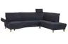 Sofa Stamford - 3,5-Sitzer, Bogen links mit Ecksofa 2-sitzig und Abschlusshocker Rechts, inkl. Armlehne verstellbar und Kopfstütze, Stoff, Dunkelblau
