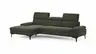 Ecksofa Felipa - Longchair links mit 2,5-Sitzer inkl. Kopfteil verstellbar, Stoff, Dunkelgrün