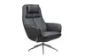 Drehsessel mit Hocker Set - Relaxfunktion, Leder, Schwarz