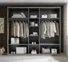 Drehtürenschrank - B. ca. 250,4 cm, Außentüren Holzdekor, Mitteltüren Beige