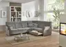 Ecksofa - 3-Sitzer mit Ecke rechts, Schlaffunktion mit Bettkasten, Stoff, Grau
