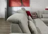 Ecksofa - 3-Sitzer mit Ecke rechts, Kopfteil verstellbar, Stoff, Silbergrau