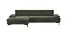 Ecksofa Felipa - Longchair links mit 2,5-Sitzer inkl. Kopfteil verstellbar, Stoff, Dunkelgrün