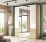 Drehtürenschrank- B ca. 200 cm, Eiche Dekor, Weiß, Spiegel