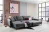Ecksofa - 3-Sitzer mit Longchair rechts, Schlaffunktion, Stoff, Anthrazit