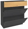 Schuhschrank - mit Beleuchtung, B ca. 107 cm, Anthrazit, Eiche massiv