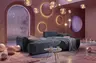 Ecksofa - 2-Sitzer mit Longchair rechts, Stoff, Dunkelblau