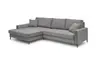 Ecksofa - Longchair links mit 3-Sitzer, Stoff, Grau
